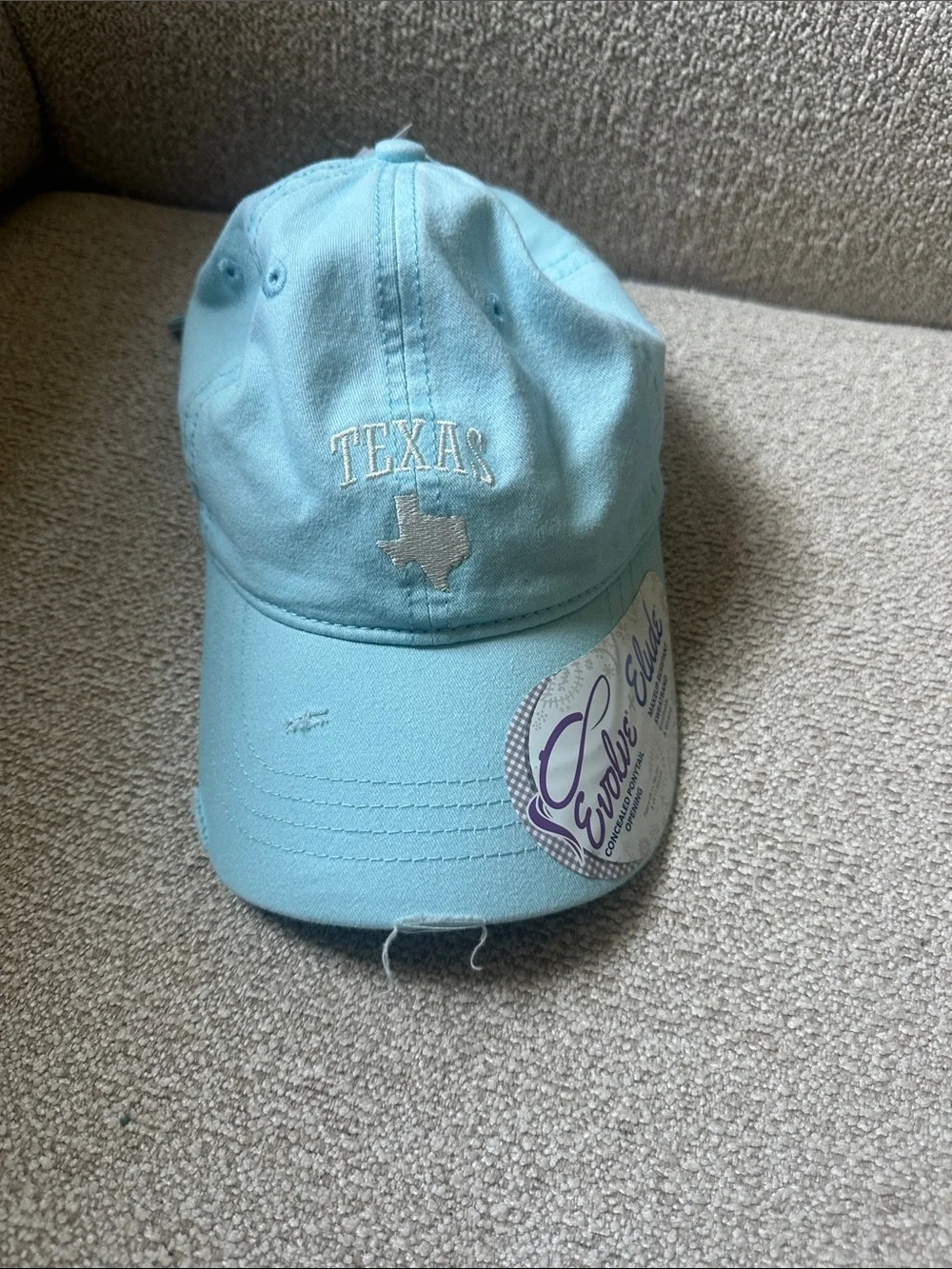 Texas Embroidered Light Blue womens Baseball Cap